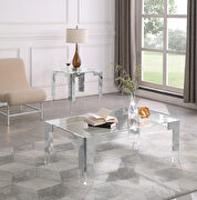 Silver / glass glam style rectangular coffee table main photo