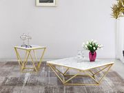 Golden stainless steel / marble top coffee table main photo