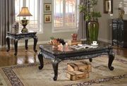 Traditional style black coffee table w/ marble top main photo