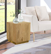 Contemporary square gold solid acacia wood table main photo