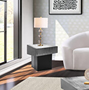Silver glam style / black base end table main photo
