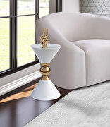 Round ultra-contemporary stylish white end table main photo