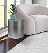 Round cylinder silver contemporary end table main photo