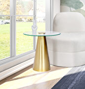 Round glass top / gold base contemporary end table main photo