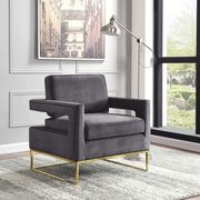 Gold stainless steel base chair in gray velvet fabric main photo