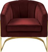 Velvet burgundy fabric contemporary chair main photo