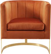 Velvet cognaq fabric contemporary chair main photo