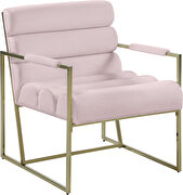 Channel tufted pink velvet / gold frame chair main photo
