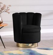 Black velvet round accent chair w/ gold base main photo