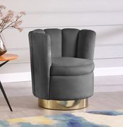 Gray velvet round accent chair w/ gold base main photo
