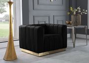 Low-profile contemporary velvet chair in black main photo