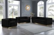 Low-profile contemporary velvet sofa in black main photo