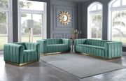Low-profile contemporary velvet sofa in mint main photo