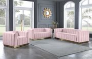 Low-profile contemporary velvet sofa in pink main photo