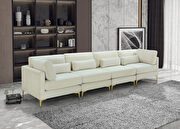 4pcs modular sofa in cream velvet w/ gold legs main photo