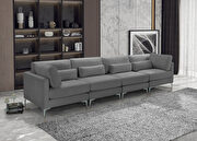 4pcs modular sofa in gray velvet w/ gold legs main photo