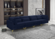 4pcs modular sofa in navy velvet w/ gold legs main photo