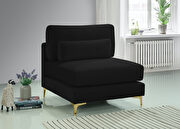 Black velvet armless chair w/ 2 sets of legs main photo