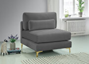 Gray velvet armless chair w/ 2 sets of legs main photo