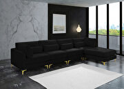 5pcs modular sectional in black velvet w/ gold legs main photo
