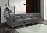 3pcs modular sofa in gray velvet w/ gold legs main photo