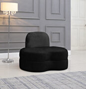 Kidney-shaped lounge style black velvet chair main photo
