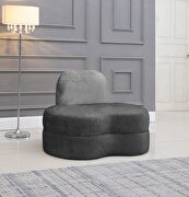 Kidney-shaped lounge style gray velvet chair main photo