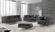 Contemporary style tufted gray velvet fabric sofa main photo
