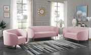 Pink velvet fabric contemporary design sofa main photo