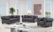 Modern gray fabric tufted back sofa w/ rolled arms main photo