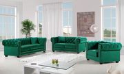 Modern green fabric tufted back sofa w/ rolled arms main photo