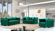 Green velvet fabric tufted modern styled sofa main photo