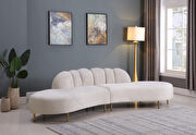 2pcs shell shape cream velvet sectional sofa main photo