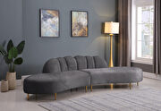 2pcs shell shape gray velvet sectional sofa main photo