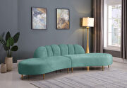 2pcs shell shape mint green velvet sectional sofa main photo