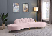 2pcs shell shape pink velvet sectional sofa main photo