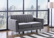 Contemporary gray velvet loveseat