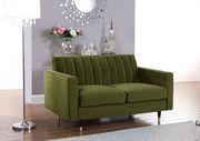 Contemporary olive velvet loveseat