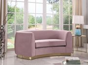 Pink velvet contemporary loveseat  w/ curved base main photo