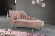 Curved pink velvet fabric chaise  w/ gold legs main photo