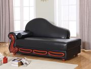Traditional style bonded leather chaise in black main photo