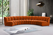 5pcs orange cognac velvet modular sectional sofa main photo