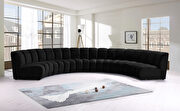 6pcs black velvet modular sectional sofa main photo