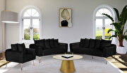 Simple casual style black velvet sofa w/ gold legs main photo