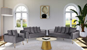 Simple casual style gray velvet sofa w/ gold legs main photo