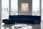 2pcs curved contemporary navy velvet fabric sectional main photo