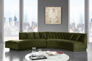 2pcs curved contemporary olive velvet fabric sectional main photo