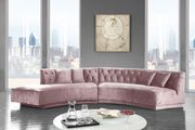 2pcs curved contemporary pink velvet fabric sectional main photo