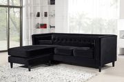Premium black velvet sectional sofa main photo