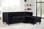 Premium black velvet sectional sofa main photo